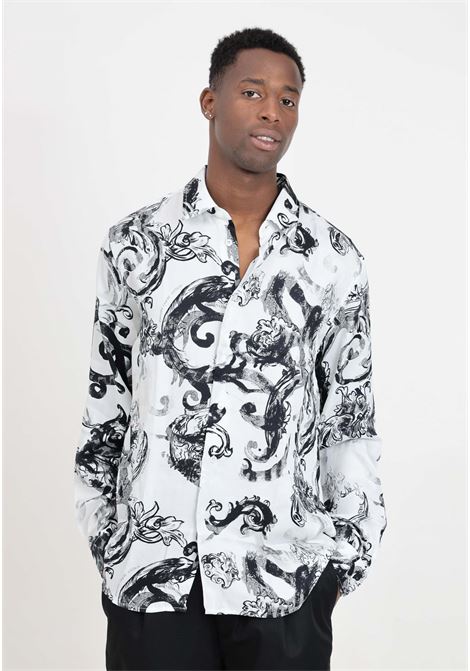 Black and white Watercolor Couture men's shirt VERSACE JEANS COUTURE | 76GAL2R0NS407003